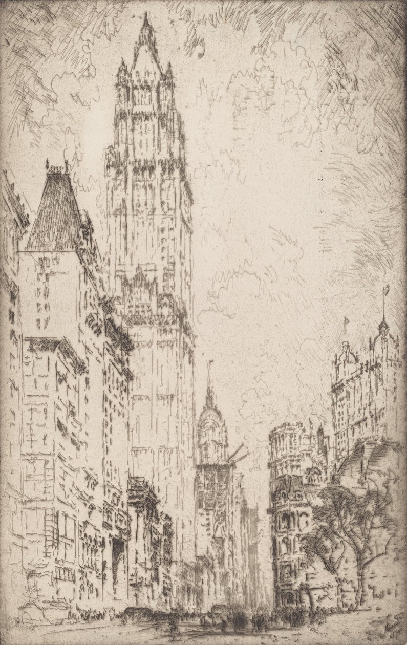 O Edifício Woolworth, 1915. de Joseph Pennell