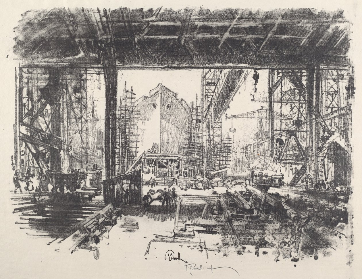 Debaixo do barracão, 1917. de Joseph Pennell