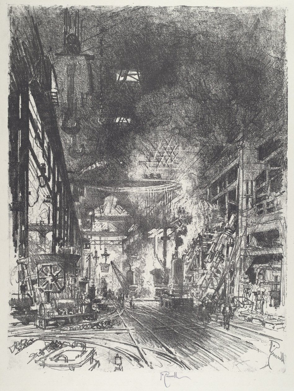 Dentro dos Fornos, 1916. de Joseph Pennell