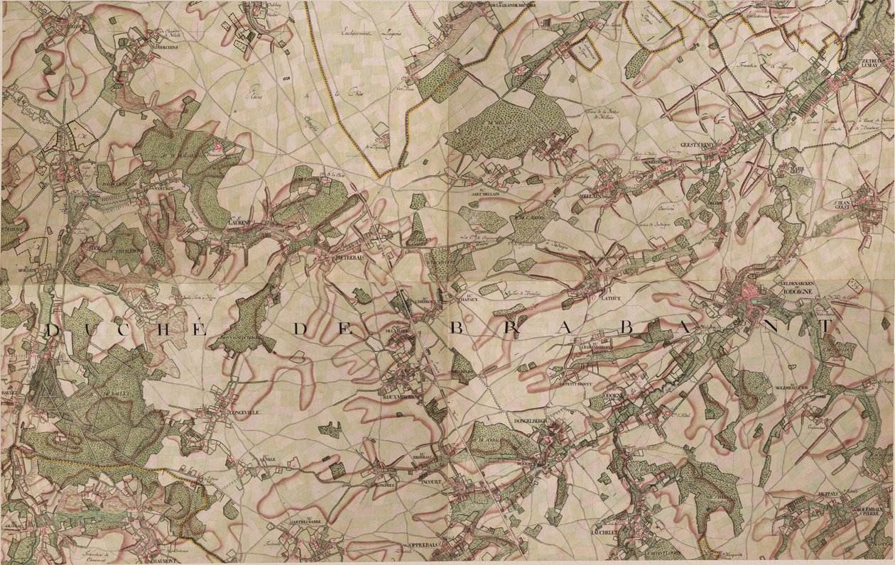 Mapa de Jodoigne de Joseph de Ferraris