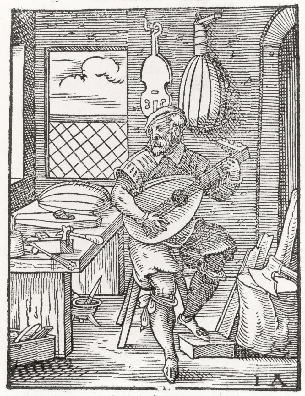 Oficina do fabricante de instrumentos, c.1570 de Jost Amman