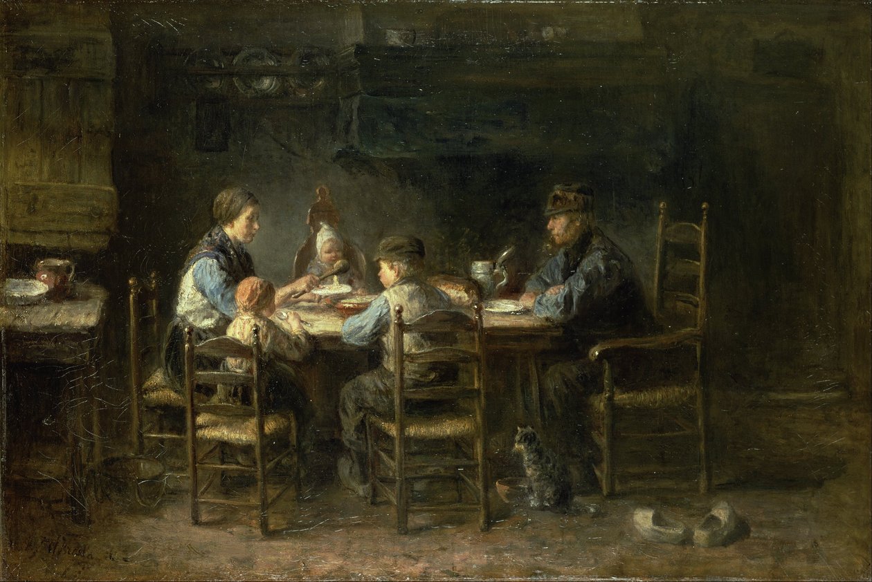 Família de camponeses na mesa de Jozef Israëls