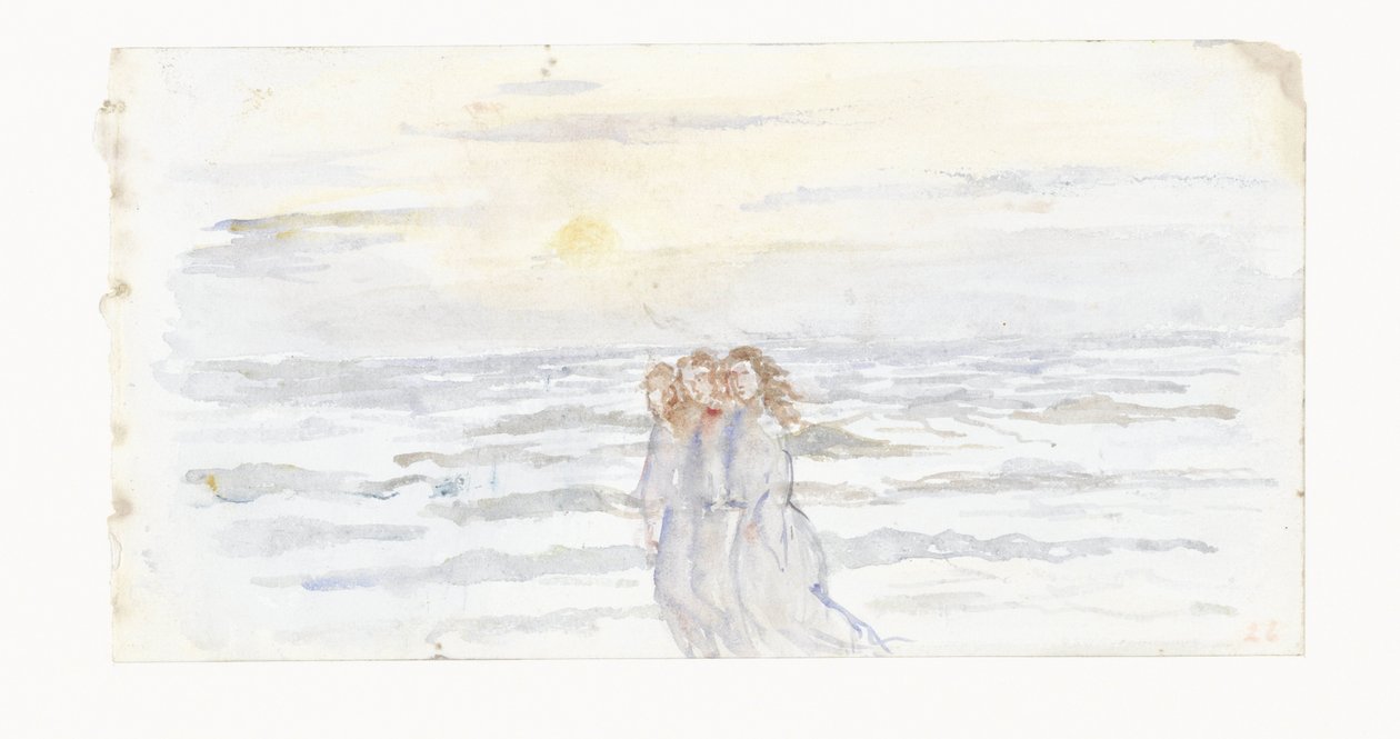 Três meninas, à beira-mar de Jozef Israëls