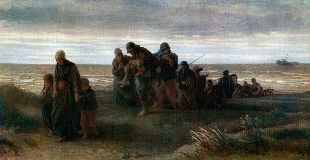 Pescadores carregando um homem afogado, c1861, 1912. de Jozef Israëls