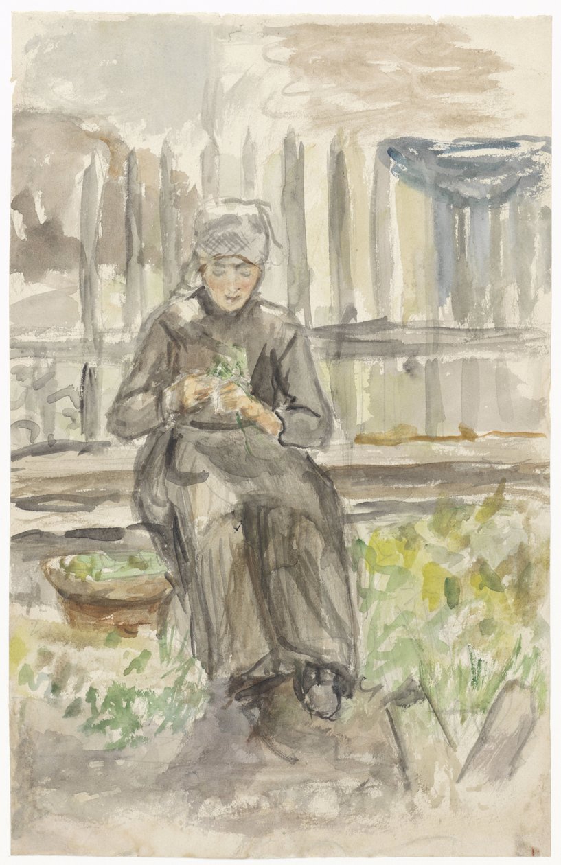 Menina sentada num jardim de Jozef Israëls
