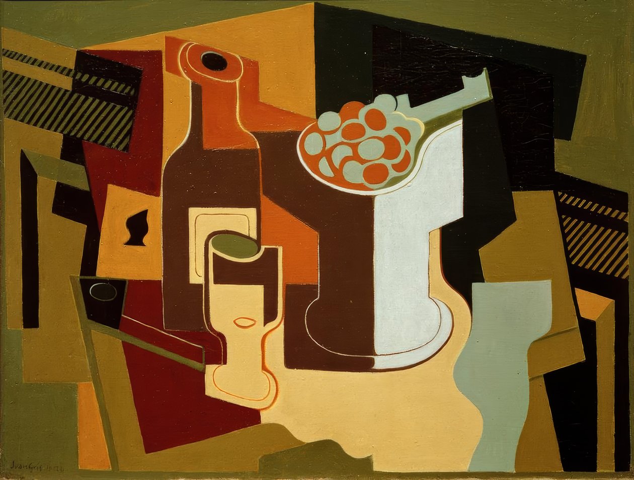 Garrafa e fruteira de Juan Gris