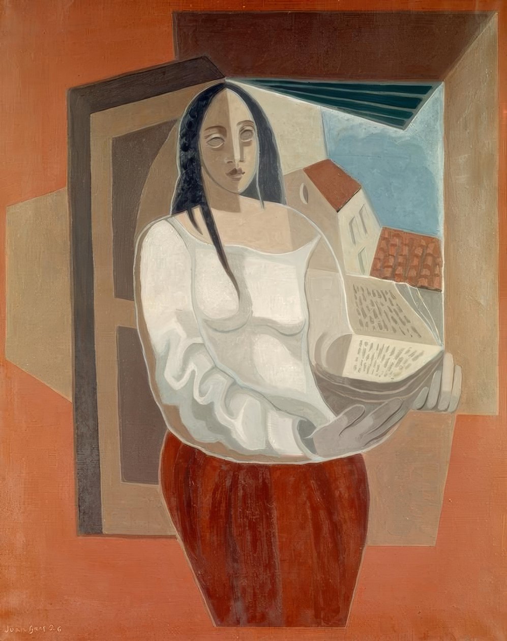 A mulher com o livro de Juan Gris