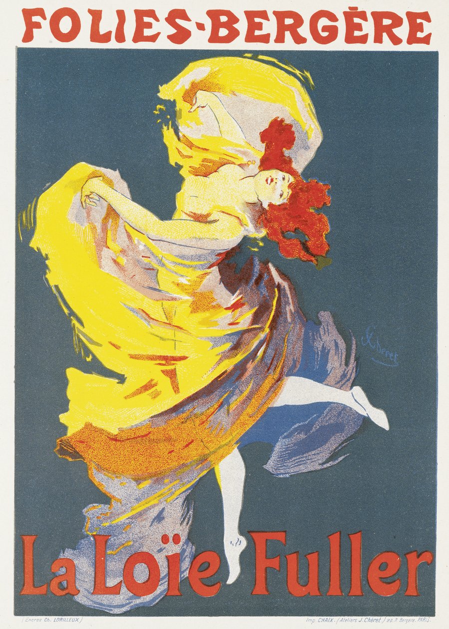 Cartaz publicitário de uma performance de dança de Loie Fuller no Folies-Bergere de Jules Cheret