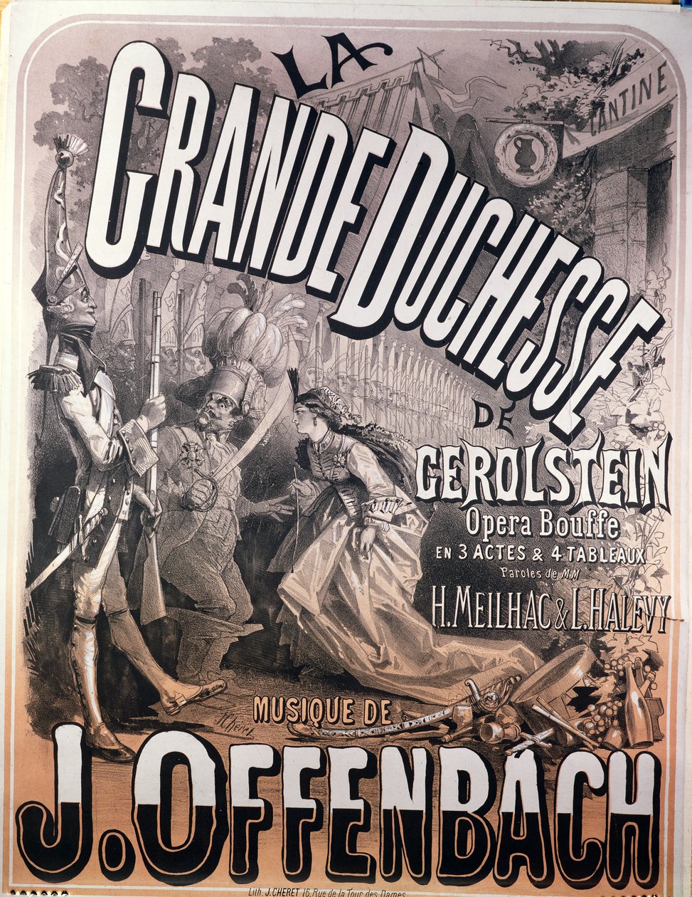 Cartaz para &39;A Grã-Duquesa de Gerolstein&39; por Jacques Offenbach (1819-90) de Jules Cheret