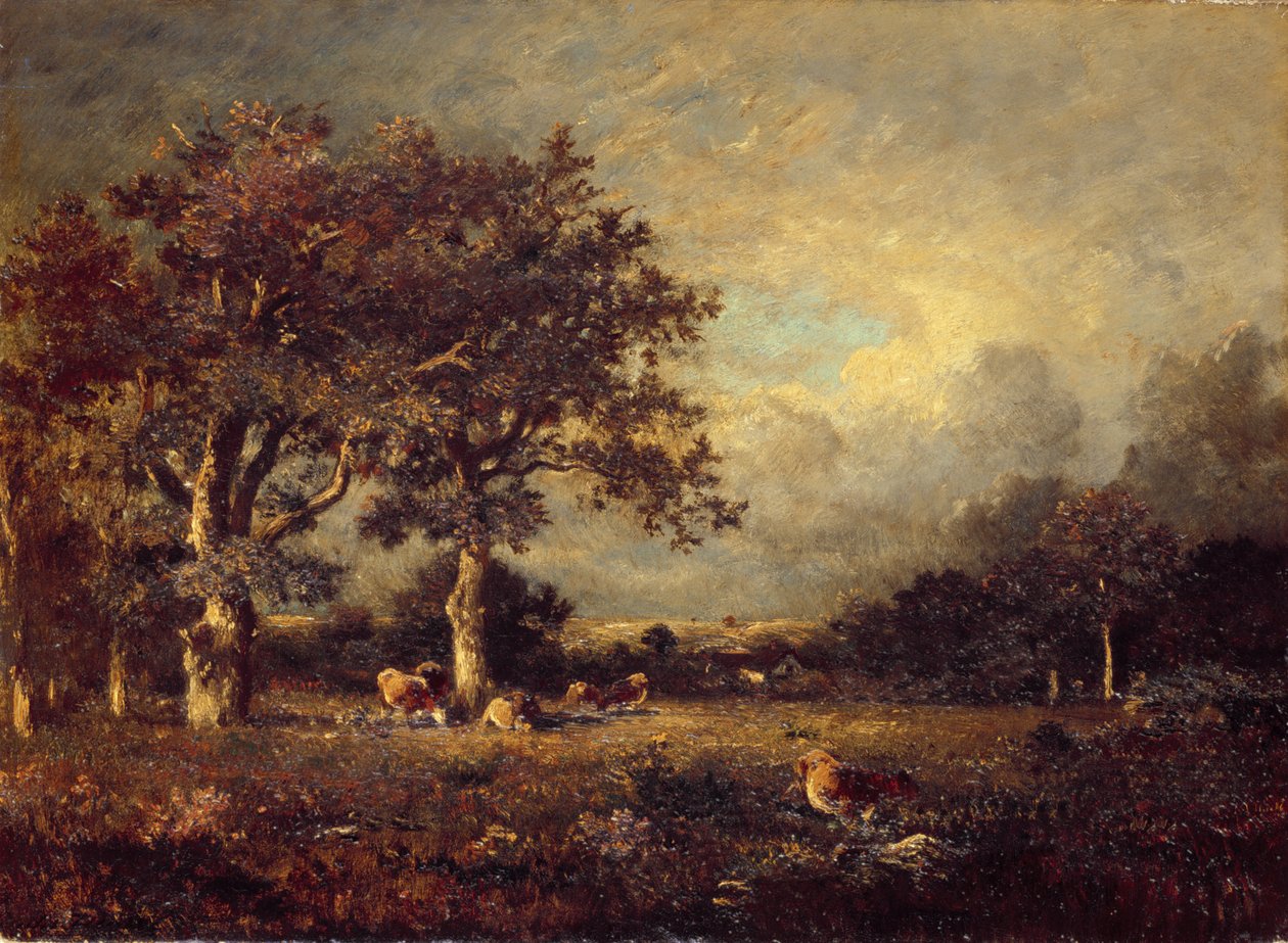 Paisagem com vacas, de 1870 de Jules Dupré