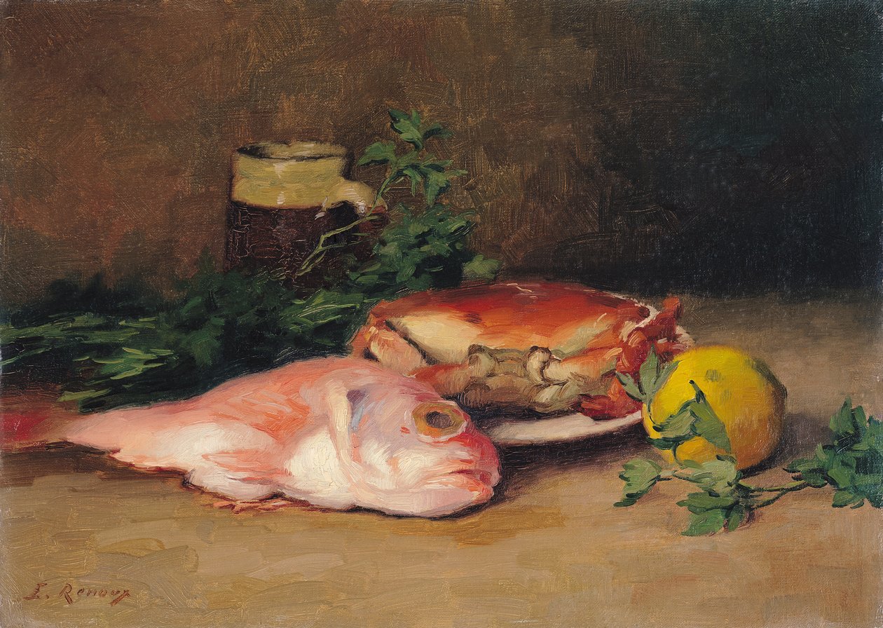 Caranguejo e salmonete de Jules Ernest Renoux