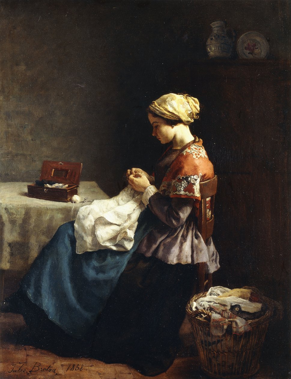 A Pequena Costureira, 1858 de Jules Breton