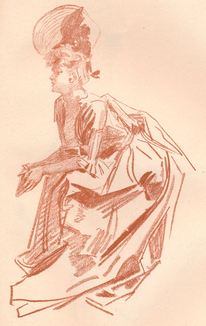 Desenho em Sanguine, c1900 1903-1904 de Jules Cheret