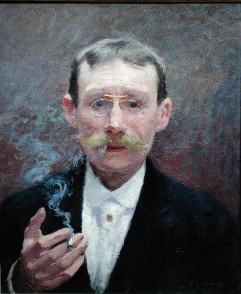 Auto-retrato, Fumador de Jules Ernest Renoux