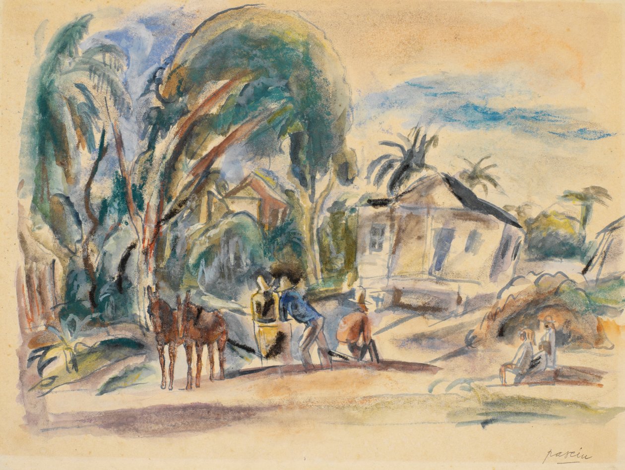 Paisagem, Casas e Árvores de Jules Pascin