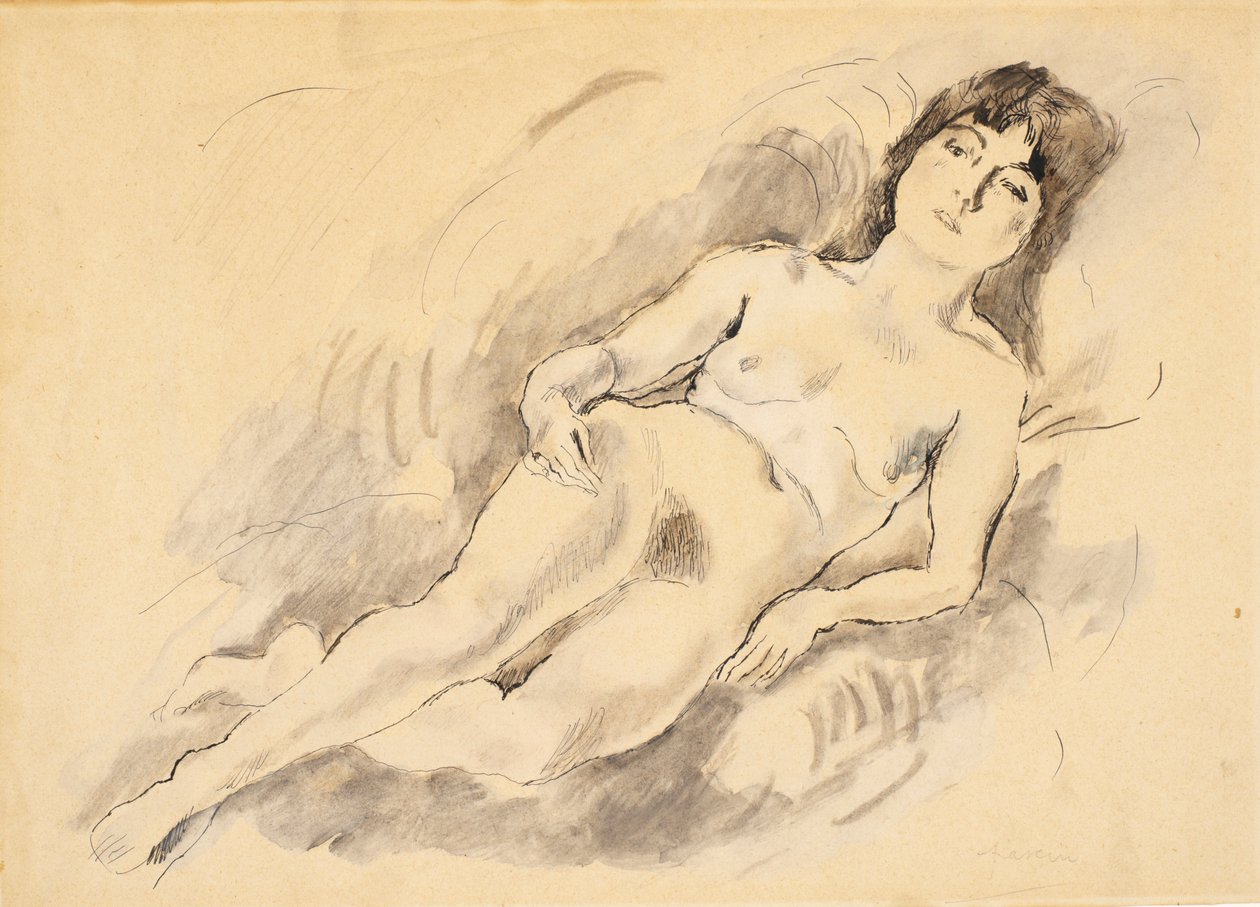 Nude Reclinado (wc no papel) de Jules Pascin