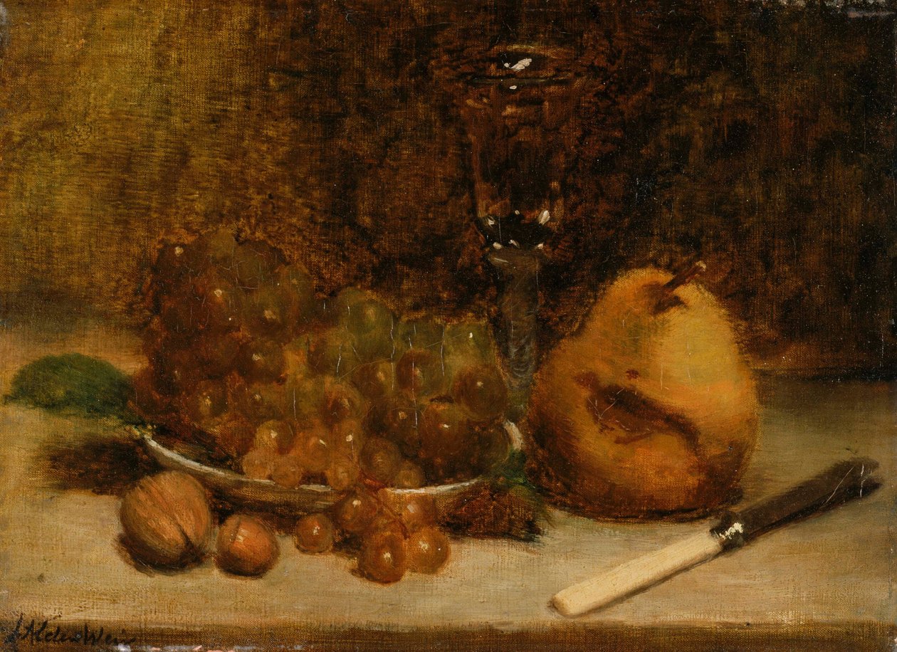 Uvas, faca e vidro de Julian Alden Weir