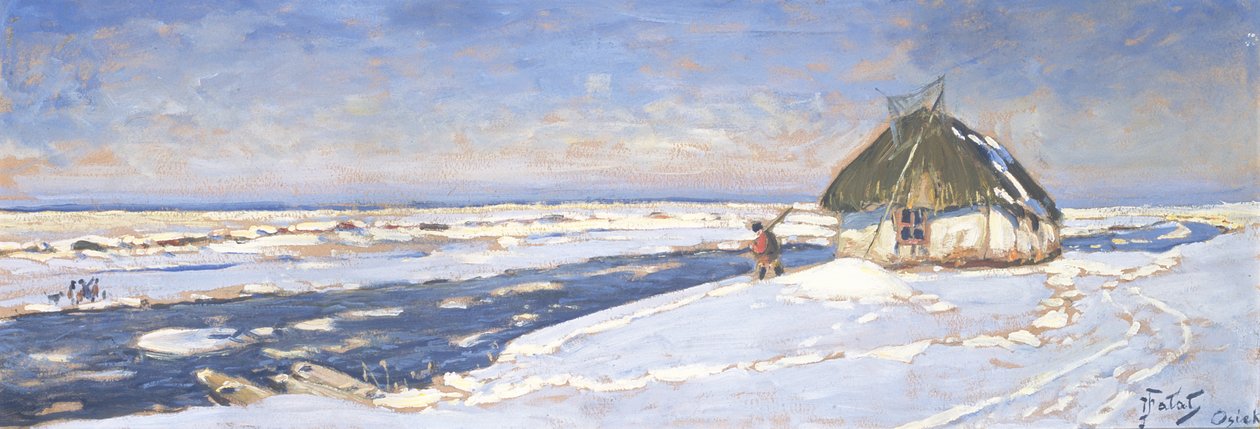 Inverno em Osiek, c.1920 de Julian Falat
