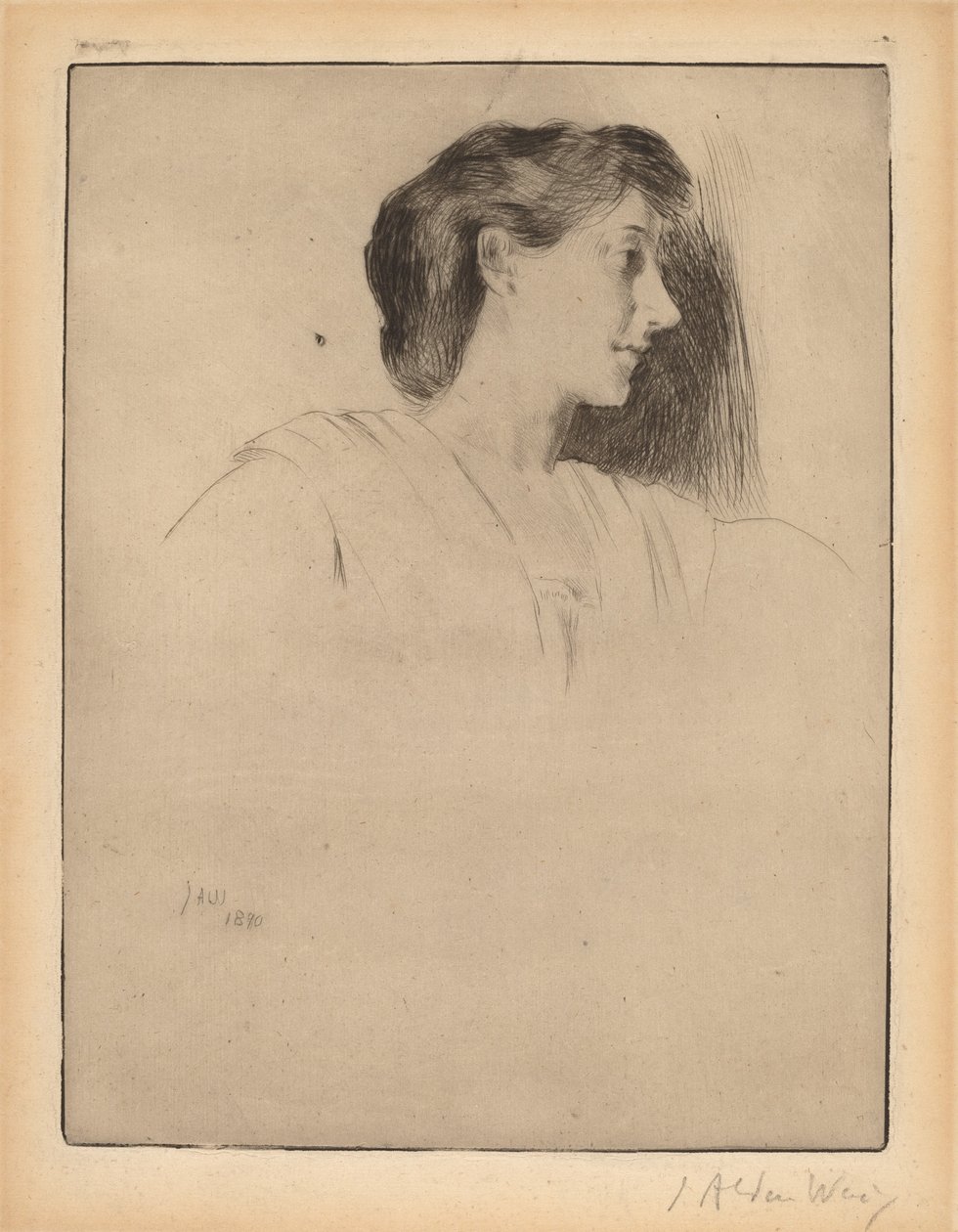 Cabeça de perfil de uma mulher de Julian Alden Weir