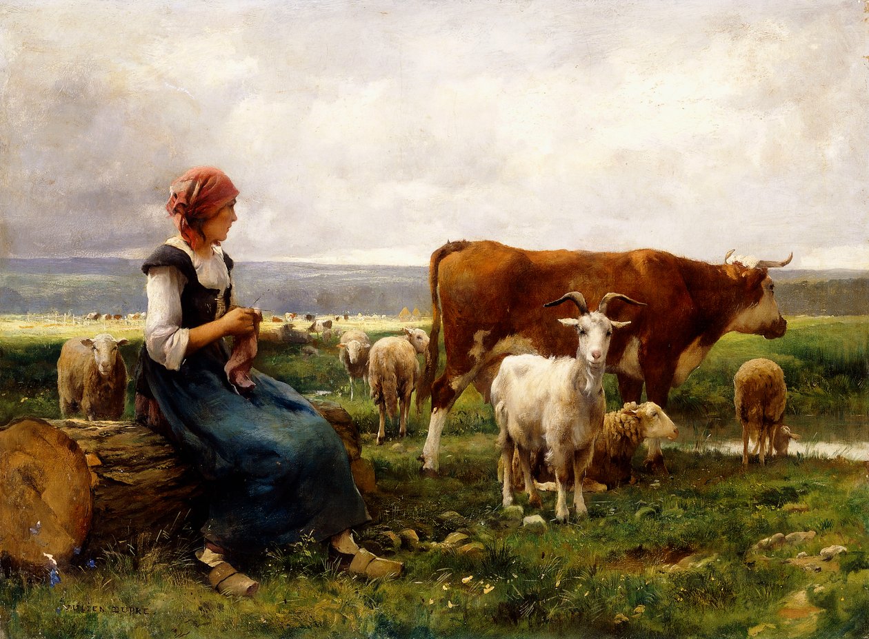 Pastora com vacas e cabras, de Julien Dupre