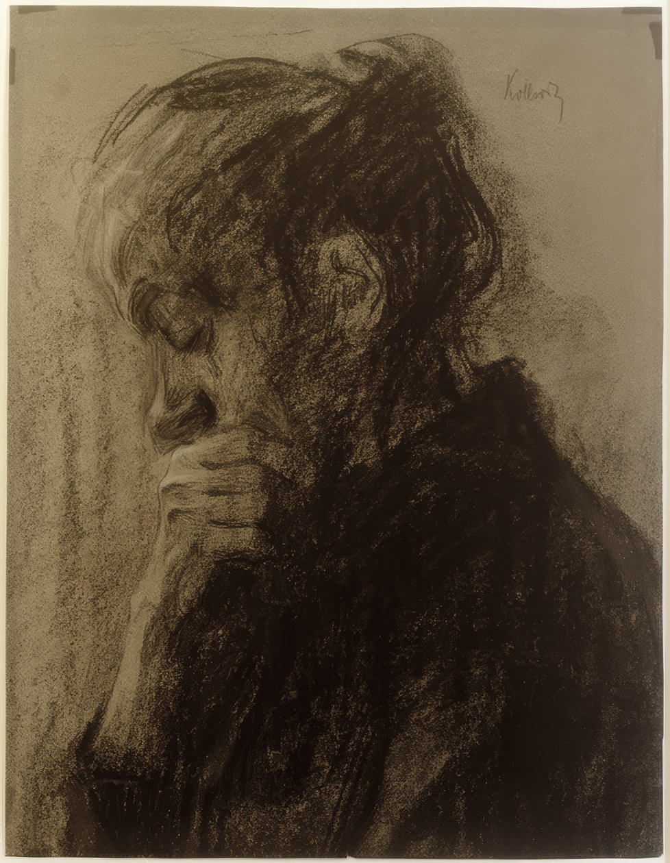 Cabeça de mulher no perfil de Käthe Kollwitz