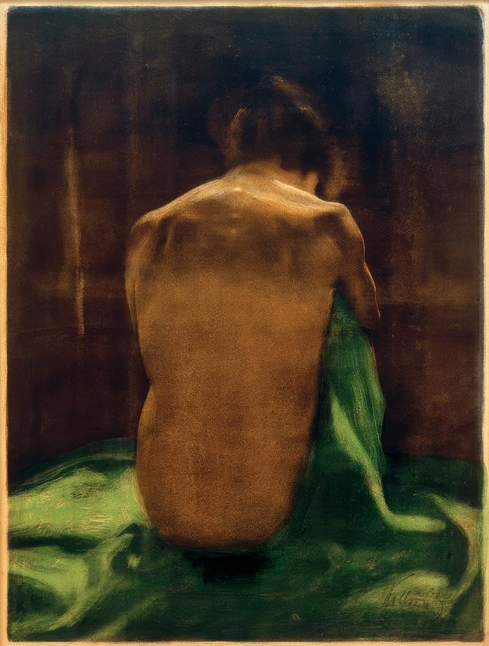 K.Kollwitz, costas femininas, ato sobre pano verde de Käthe Kollwitz