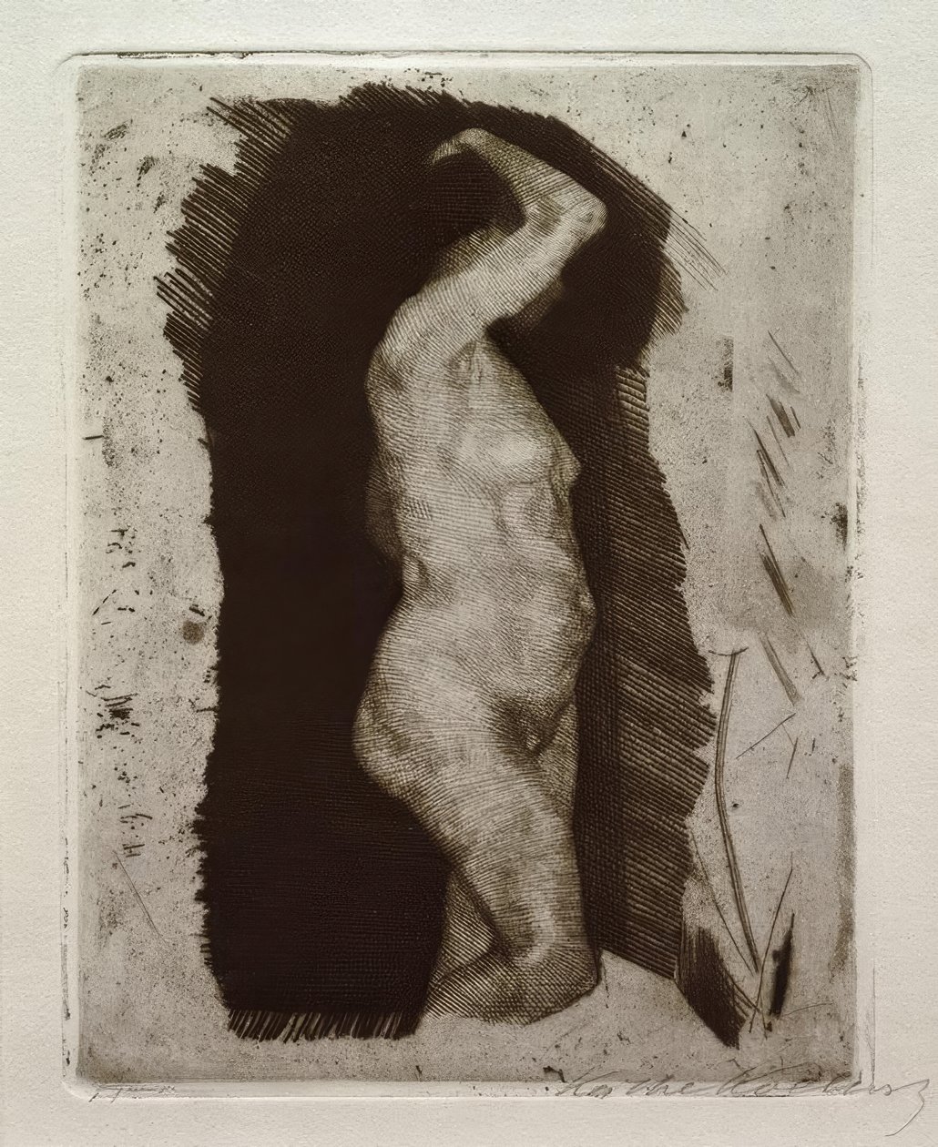 Nu feminino em pé de Käthe Kollwitz