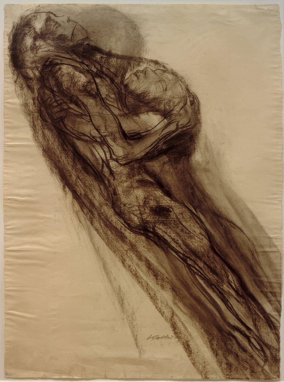 Morte e esposa, flutuando de Käthe Kollwitz