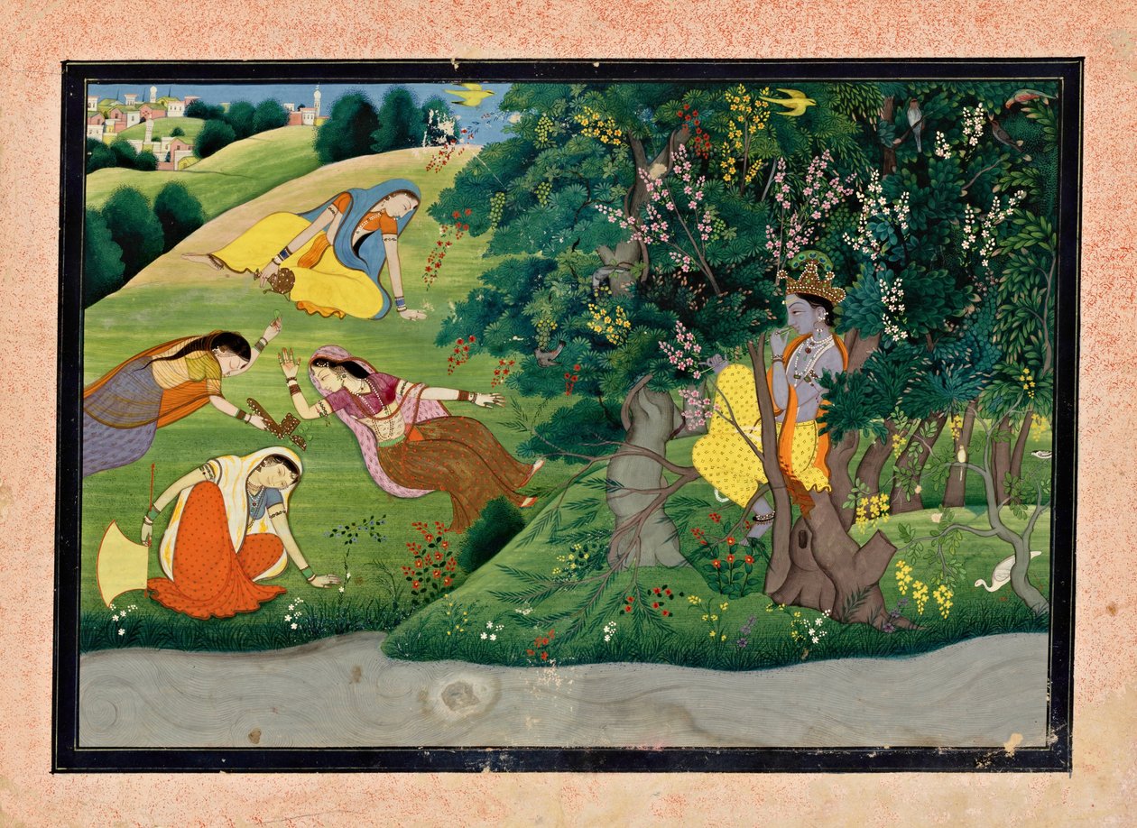 Krishna Fluting para os Milkmaids de Unknown
