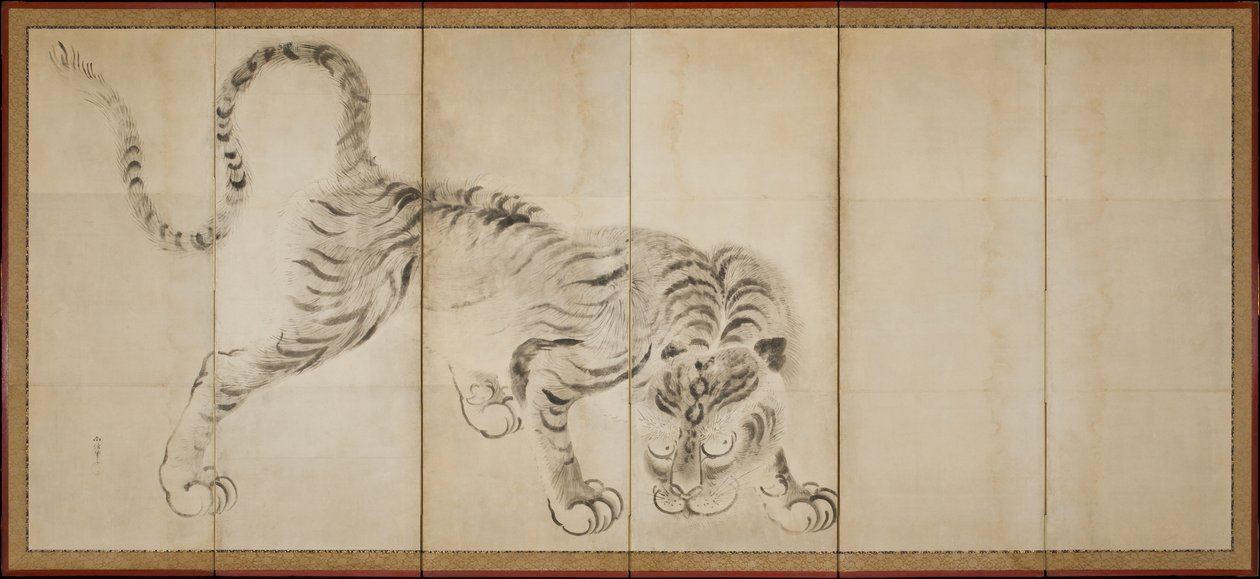Tigre (tinta no papel) de Kano Naonobu