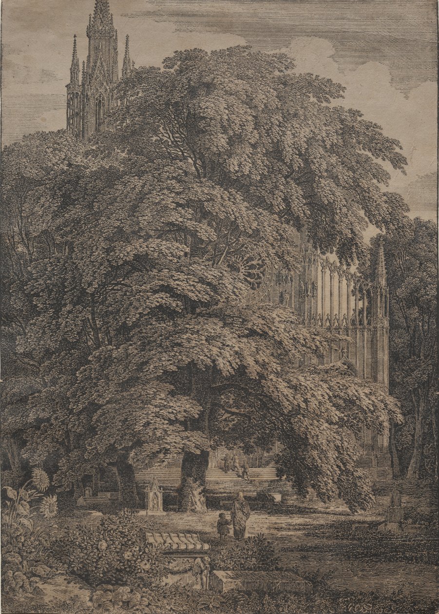 Igreja gótica entre carvalhos de Karl Friedrich Schinkel