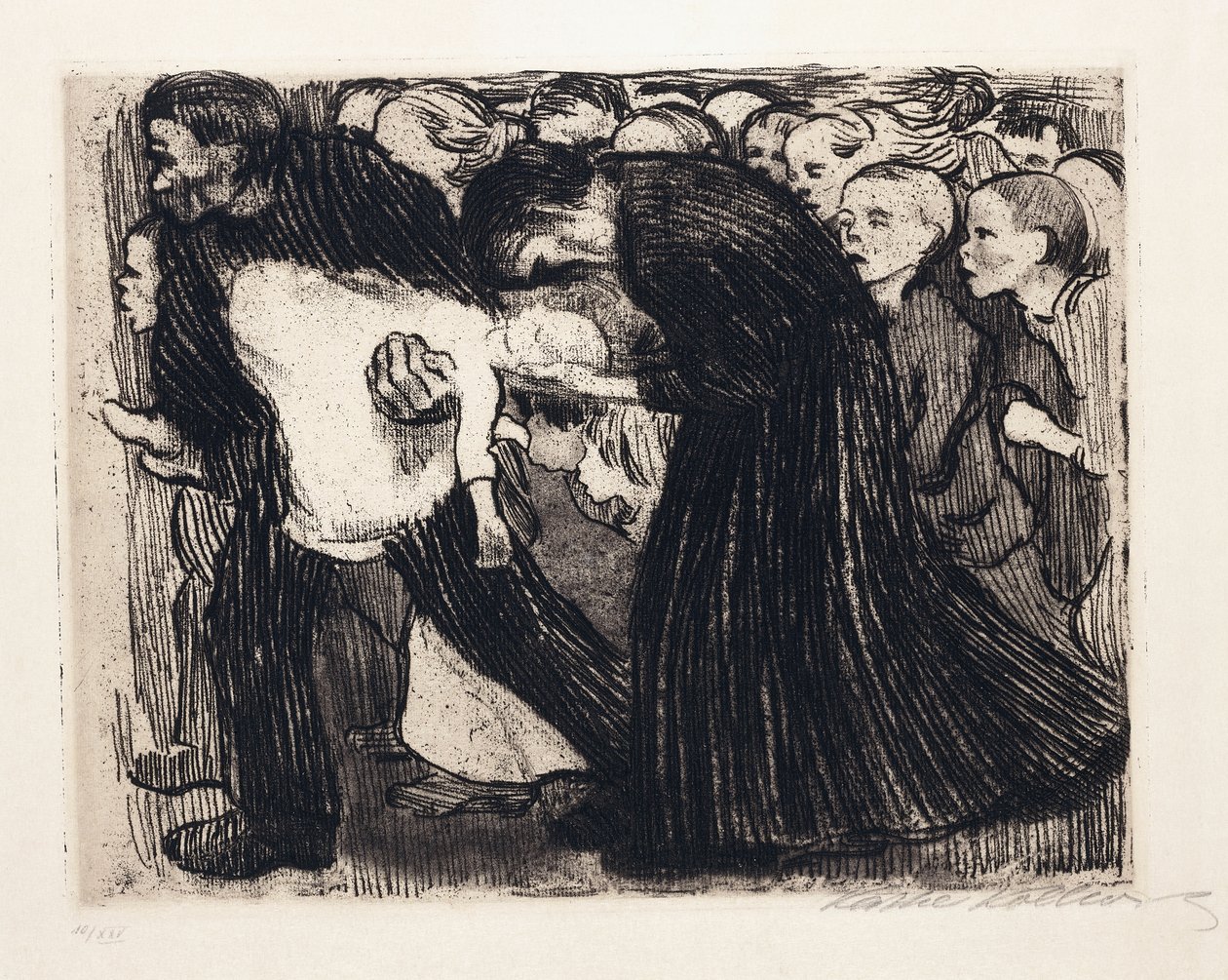 Atropelar; Uberfahren, 1910 de Käthe Kollwitz