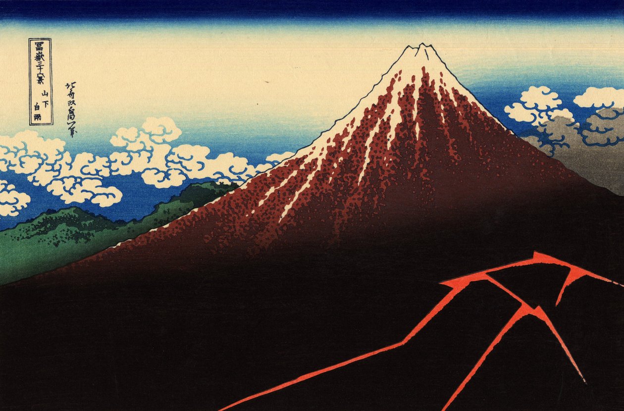 Tempestade sob o cume de Katsushika Hokusai