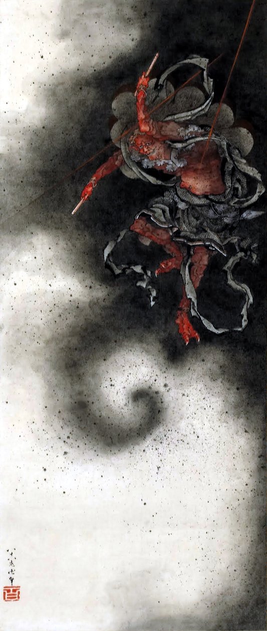 Deus do trovão de Katsushika Hokusai