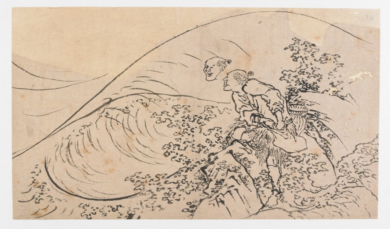 Pescador jogando isca, período Edo, ca. 1830. de Katsushika Hokusai