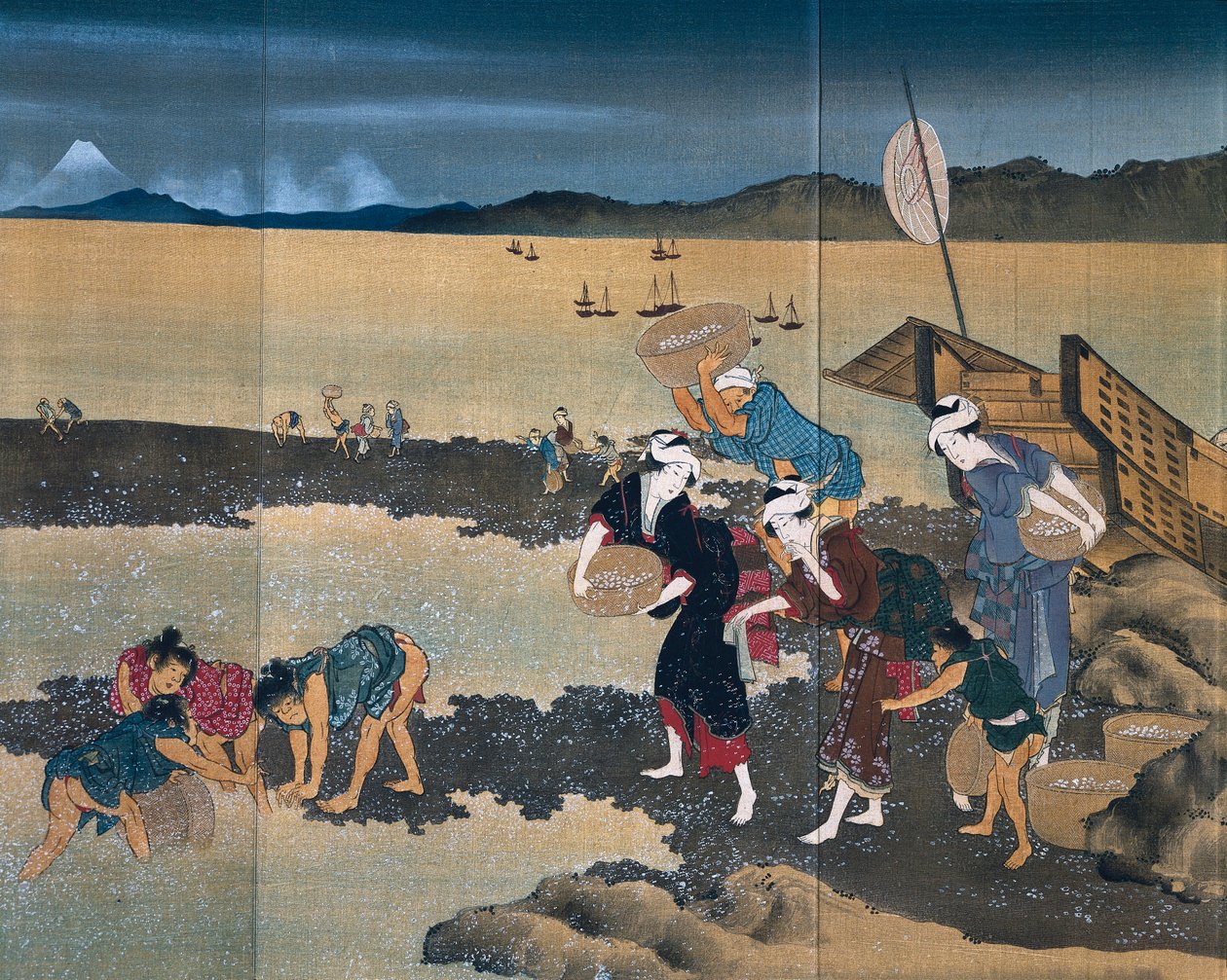 Pesca de Mexilhão de Katsushika Hokusai