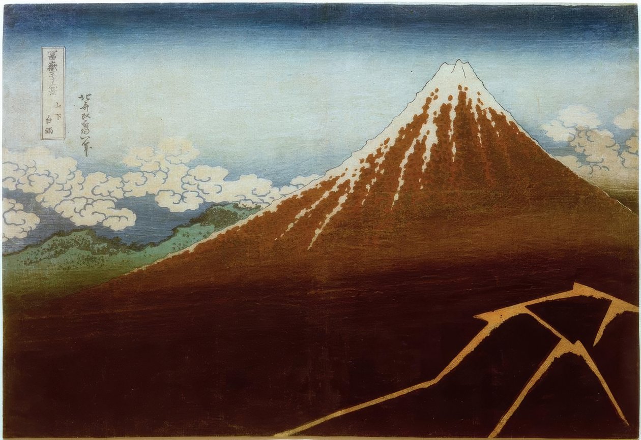Chuva sob o cume de Katsushika Hokusai