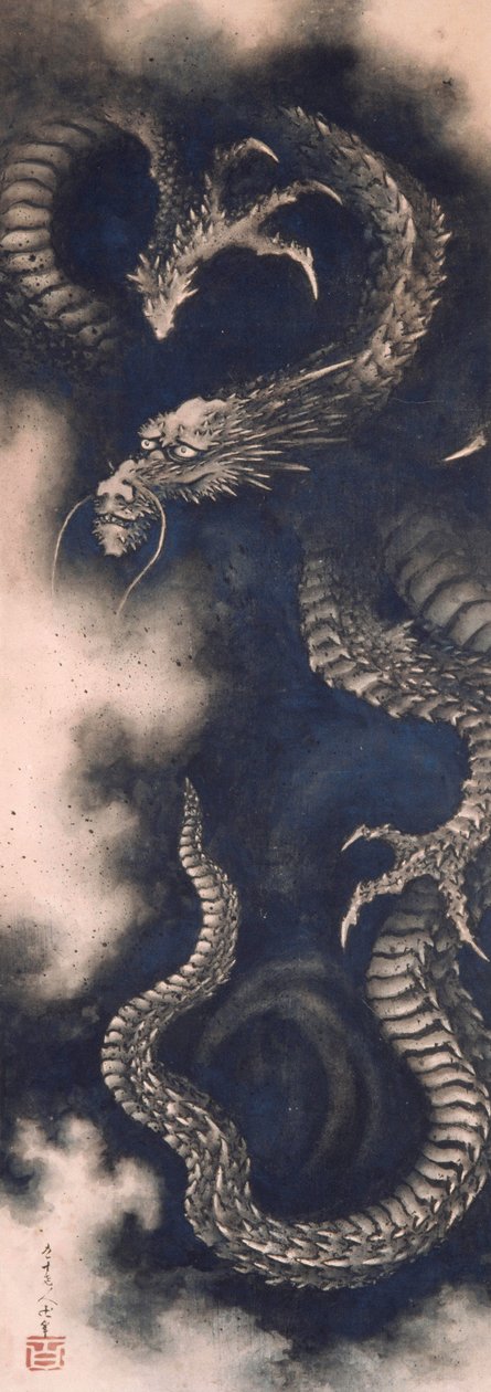 O dragão entre nuvens, 1849. de Katsushika Hokusai