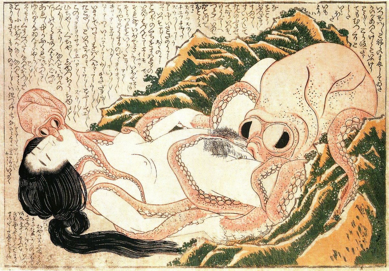 O sonho da esposa dos pescadores de Katsushika Hokusai