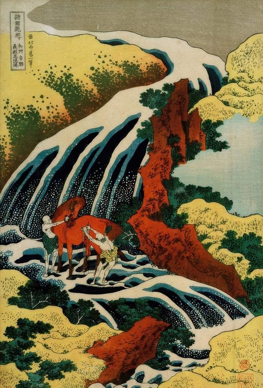 Yoshino Cachoeira de Katsushika Hokusai
