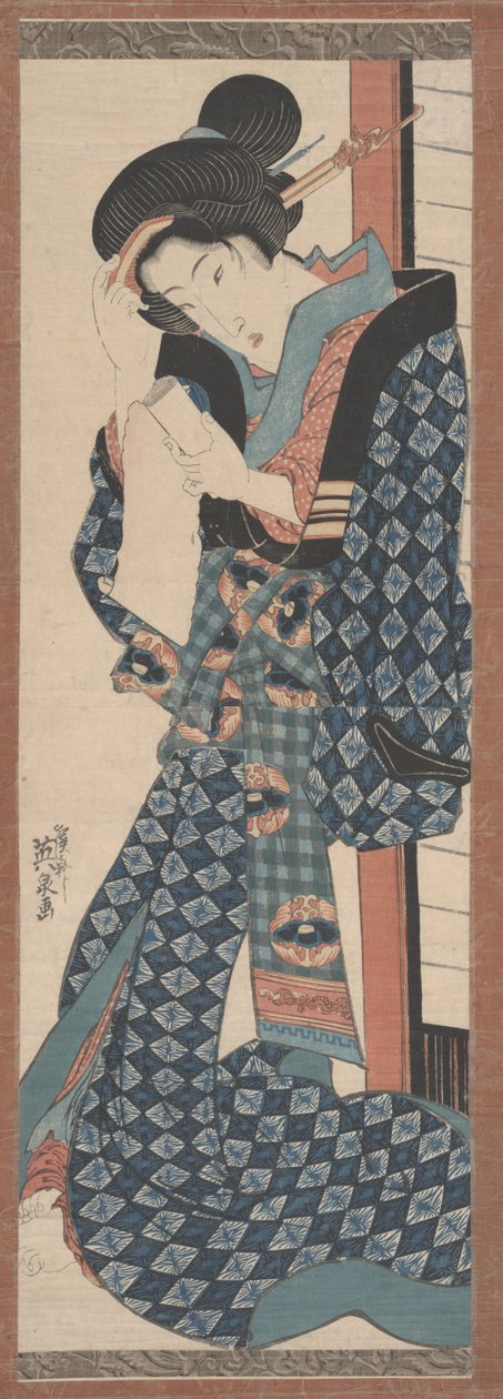Mulher, leitura de Keisai Eisen