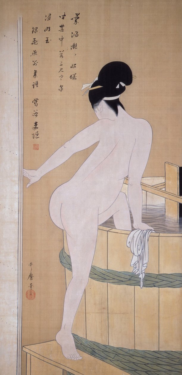 BANHANDO EM ÁGUA FRIA de Kitagawa Utamaro