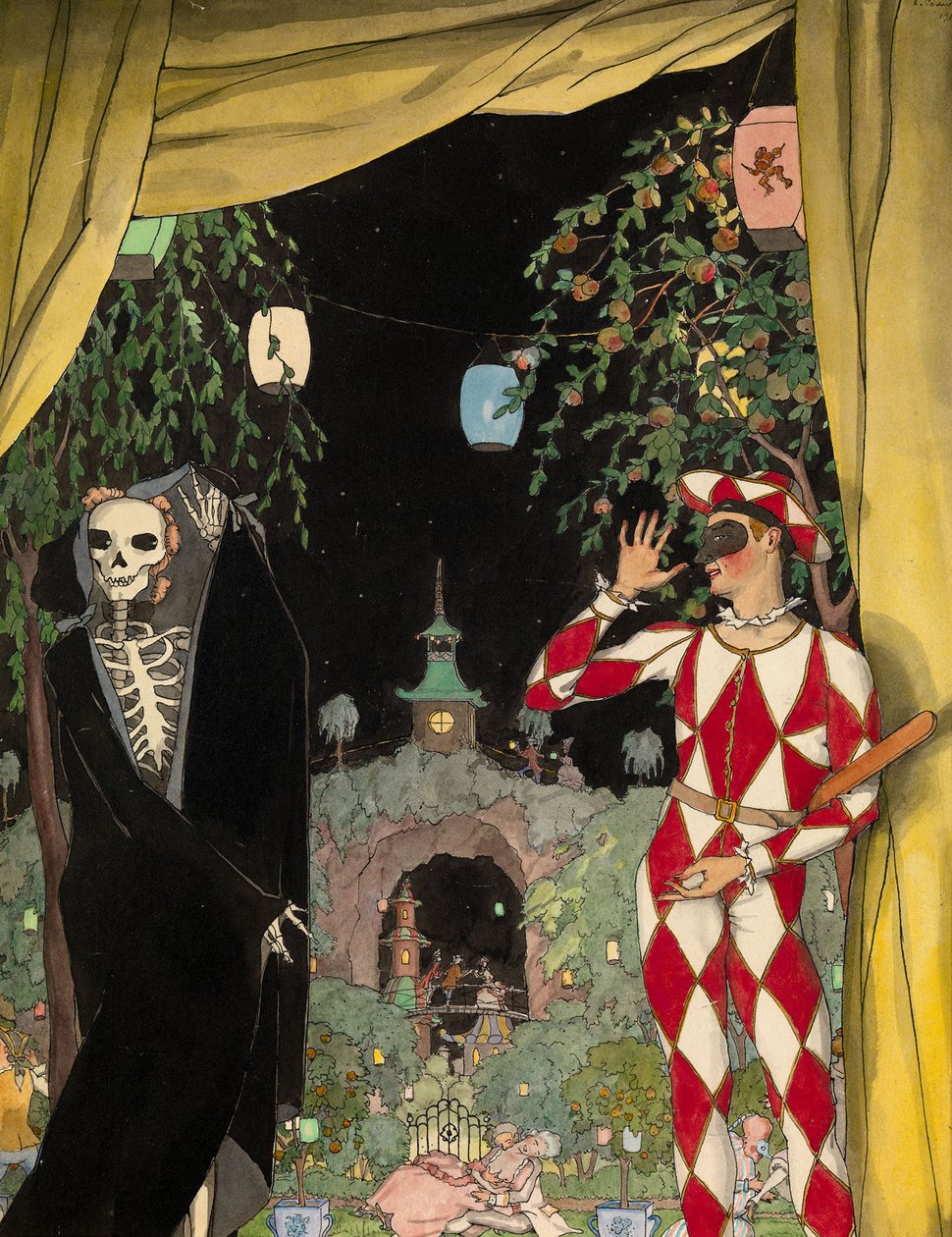 Arlequim e morte, 1918 de Konstantin Andreevic Somov