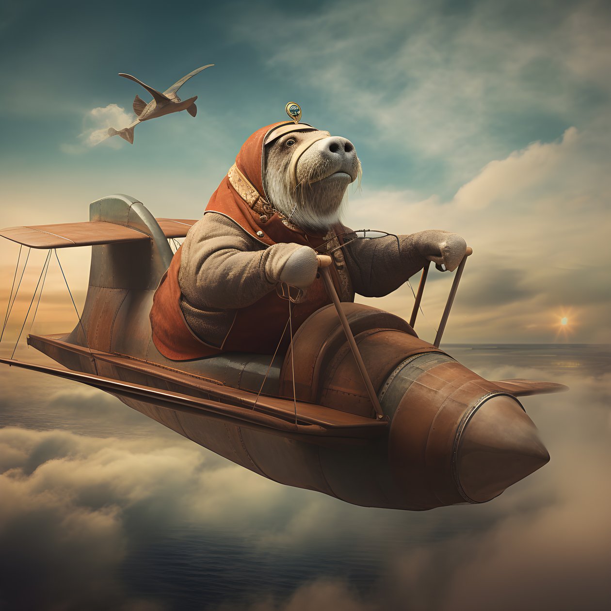 Uma morsa pilota um avião 1 de Kurt Heppke