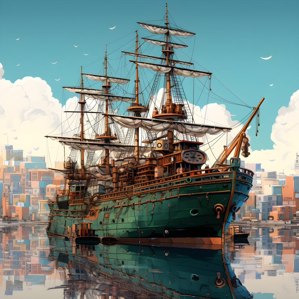 um grande navio na água 1 de Kurt Heppke