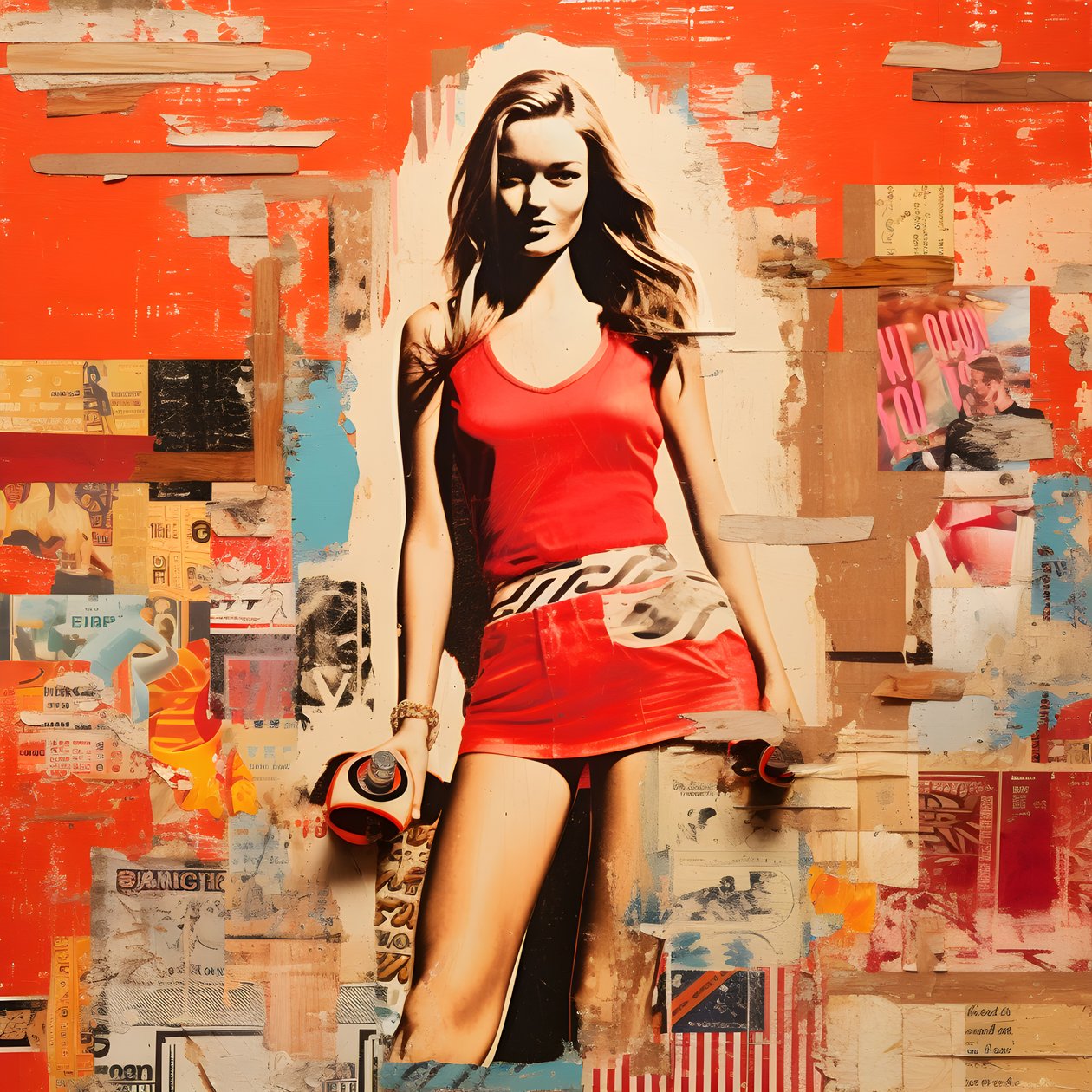 rote Collage, Skateboards 4 de Kurt Heppke