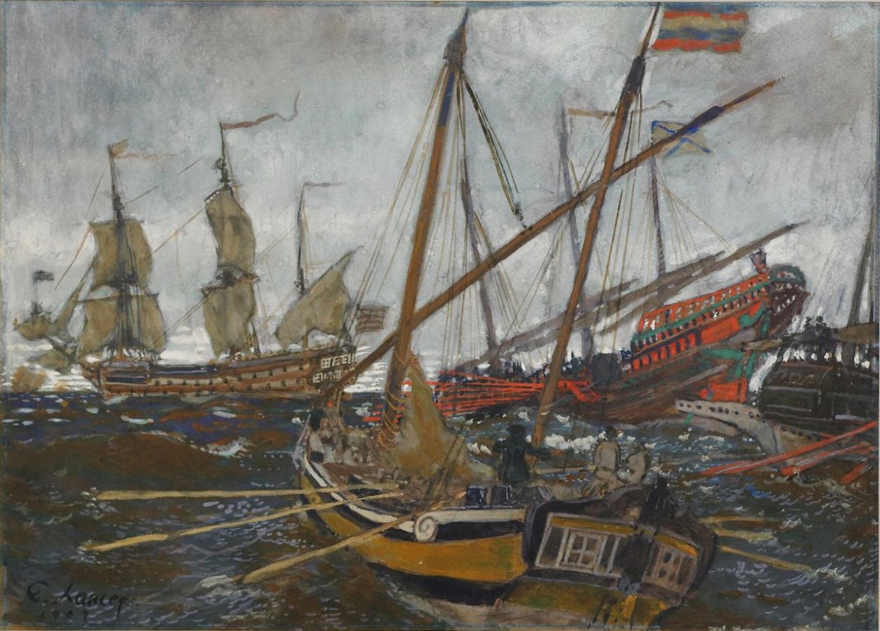 Navios na época de Pedro I, 1909 de Lanceray
