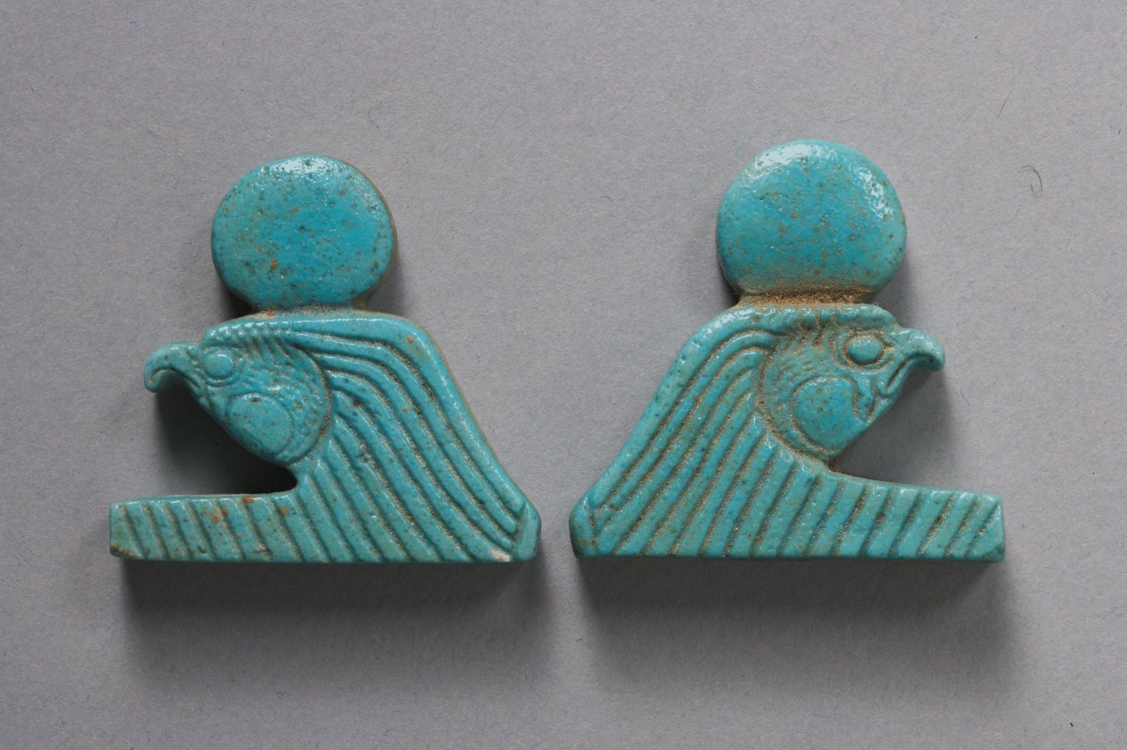Terminais de colar de falcão (faiança) de Late Period Egyptian