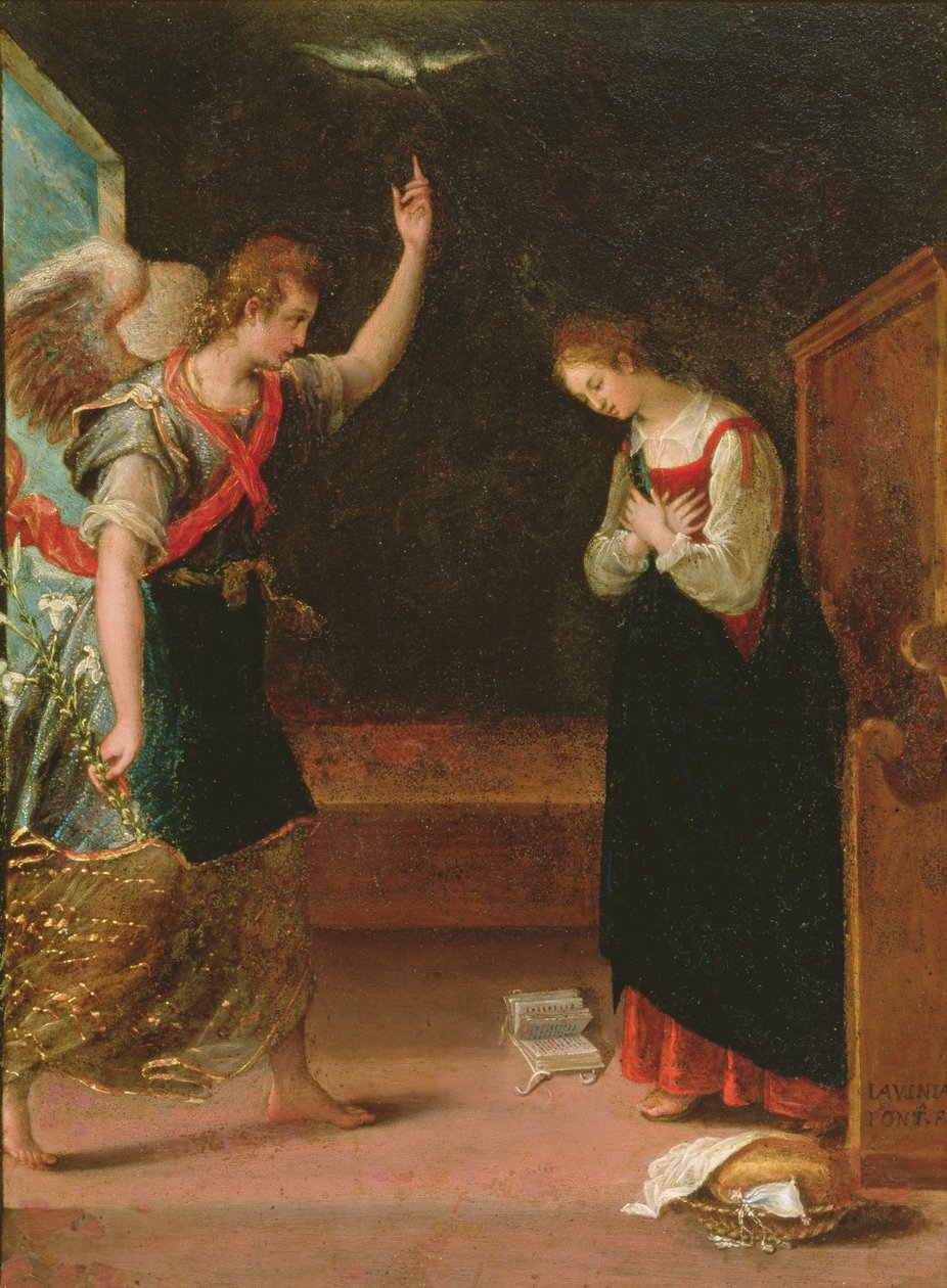 Anunciação (óleo em cobre) de Lavinia Fontana