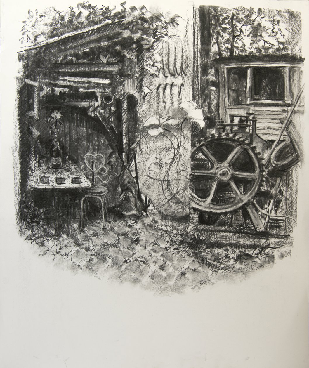 Torta Torta Texturas, 2016, (carvão sobre papel) de Lee Campbell